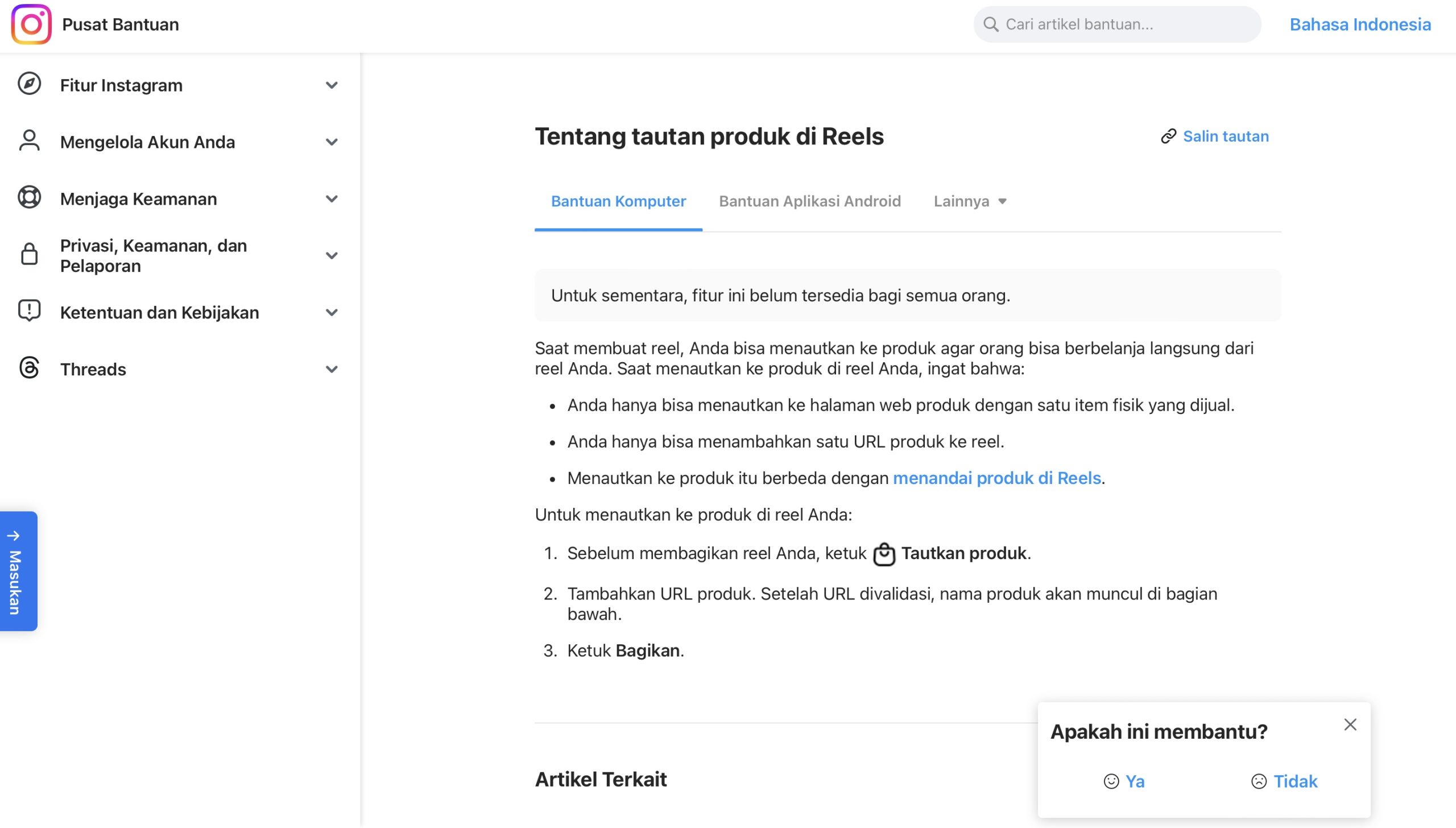 Instagram Reels Bisa Share Link Shopee Affiliate